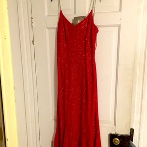 Size 12 Dave and Johnny red rhinestone evening dress